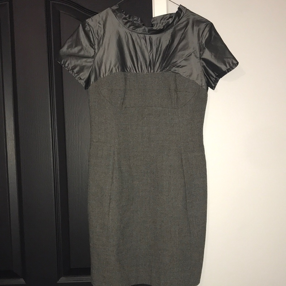Vintage Lida Baday Tailored Short-Sleeve Mini Dress in Dark Gray